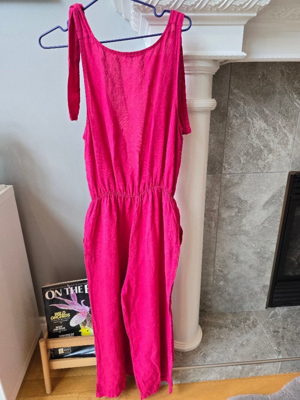Francesca Bettini Made in Italy Hot Pink Linen Wide Leg Jumpsuit Medium - Picture 2 of 7